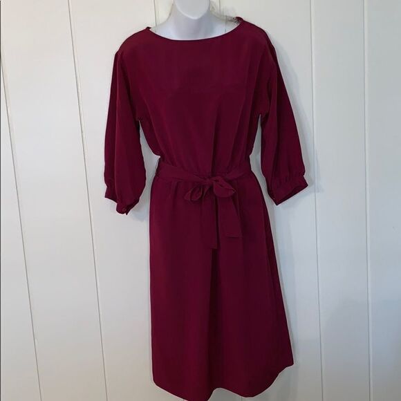 VTG 70s Halston 3 maroon polyester dress - Picture 1 of 7